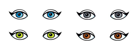 impostato di donna occhi di diverso colori su bianca sfondo. cartone animato illustrazione isolato su bianca sfondo. vettore