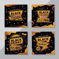 set di post sui social media del black friday vettore