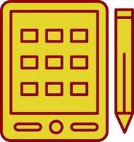 icona a due colori della linea della tavoletta grafica vettore