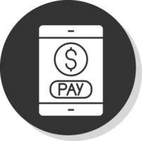 mobile pagamento glifo grigio cerchio icona vettore