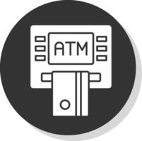 ATM macchina glifo grigio cerchio icona vettore