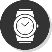 elegante orologio glifo grigio cerchio icona vettore