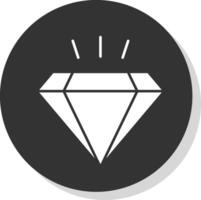 diamante glifo grigio cerchio icona vettore