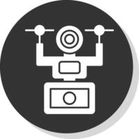 telecamera fuco glifo grigio cerchio icona vettore