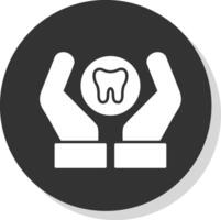 dentale cura glifo grigio cerchio icona vettore