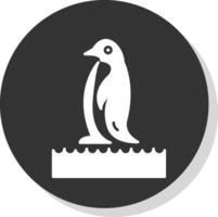 pinguino glifo grigio cerchio icona vettore