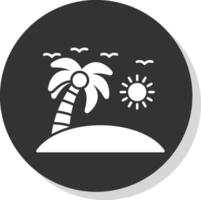 spiaggia glifo grigio cerchio icona vettore