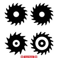 acuto circolare sega lama icone precisione artigianale sagome per kit di strumenti e attrezzatura cataloghi vettore