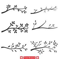 silenzioso sentinelle ipnotizzante albero ramo silhouette assortimento vettore