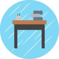 scuola scrivania piatto blu cerchio icona vettore
