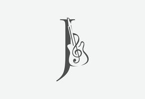 musica icona con quest'ultimo j logo design creativo concetto vettore