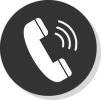 Telefono chiamata glifo grigio cerchio icona vettore