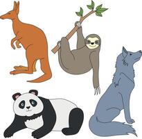 colorato animali clipart impostare. cartone animato selvaggio animali clipart impostato per Gli amanti di natura vettore