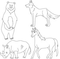 schema animali clipart impostare. cartone animato selvaggio animali clipart impostato per Gli amanti di natura vettore