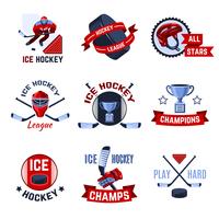 Set di emblemi di hockey vettore