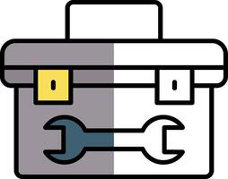 attrezzo scatola pieno metà tagliare icona vettore