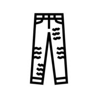 afflitto jeans abbigliamento di strada stoffa moda linea icona illustrazione vettore