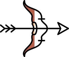 arco e freccia pieno metà tagliare icona vettore