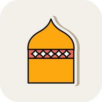 islamico architettura linea pieno bianca ombra icona vettore