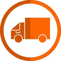consegna camion glifo arancia cerchio icona vettore