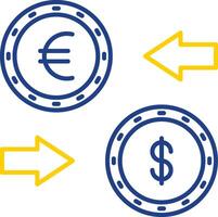 icona a due colori della linea di cambio valuta vettore