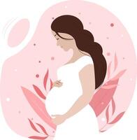 bellissimo incinta donna aspettandosi un' bambino, piatto illustrazione vettore