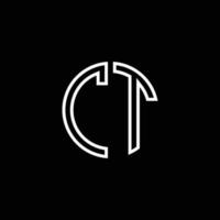 modello di progettazione di contorno di stile del nastro del cerchio del logo del monogramma di ct vettore