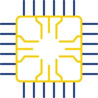 icona a due colori della linea del chip vettore