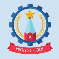 formazione scolastica distintivo logo design. Università alto scuola emblema. alloro ghirlanda. vettore