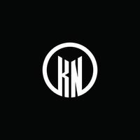 logo del monogramma kn isolato con un cerchio rotante vettore