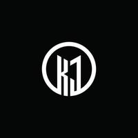 logo del monogramma kj isolato con un cerchio rotante vettore