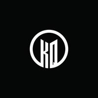 logo monogramma kq isolato con un cerchio rotante vettore