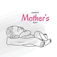 contento madri giorno con mamma e bambino amore, minimalista carta per madre giorno, minimalista arte vettore