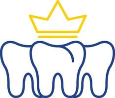 icona a due colori della linea della corona dentale vettore