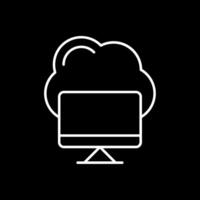 icona invertita della linea di cloud computing vettore