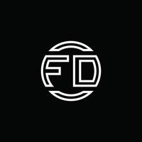 fd logo monogramma con modello di design arrotondato cerchio spazio negativo vettore