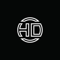 monogramma logo hd con modello di design arrotondato cerchio spazio negativo vettore
