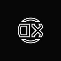 dx logo monogramma con modello di design arrotondato cerchio spazio negativo vettore
