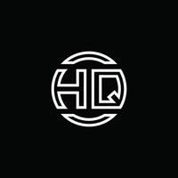 monogramma logo hq con modello di design arrotondato cerchio spazio negativo vettore