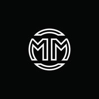 monogramma logo mm con modello di design arrotondato cerchio spazio negativo