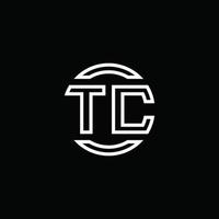 tc logo monogramma con modello di design arrotondato cerchio spazio negativo vettore