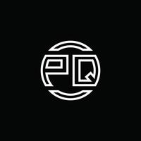 pq logo monogramma con modello di design arrotondato cerchio spazio negativo vettore
