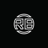 rb logo monogramma con modello di design arrotondato cerchio spazio negativo vettore