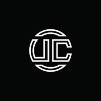 uc logo monogramma con modello di design arrotondato cerchio spazio negativo vettore