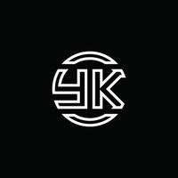 yk logo monogramma con modello di design arrotondato cerchio spazio negativo vettore