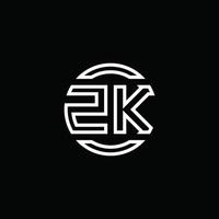 zk logo monogramma con modello di design arrotondato cerchio spazio negativo vettore