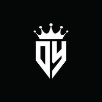 dy logo monogramma stile emblema con modello di design a forma di corona vettore