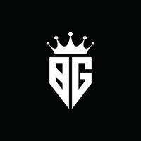 bg logo monogramma stile emblema con modello di design a forma di corona vettore