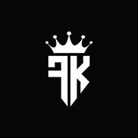 fk logo monogramma stile emblema con modello di design a forma di corona vettore