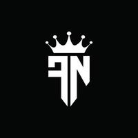 fn logo monogramma stile emblema con modello di design a forma di corona vettore